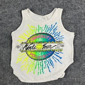 Vintage Volleyball Tank Top Men's One Size White Graphic 90s